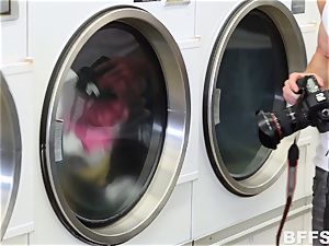 super-fucking-hot damsels fuck a solo beef whistle in a laundrette