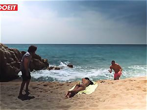 LETSDOEIT - hot ebony teenager pounded rigid At The Beach